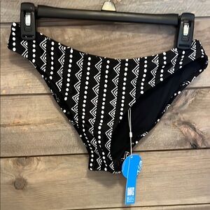 Black and White Patterned Women's Swim Bottom
